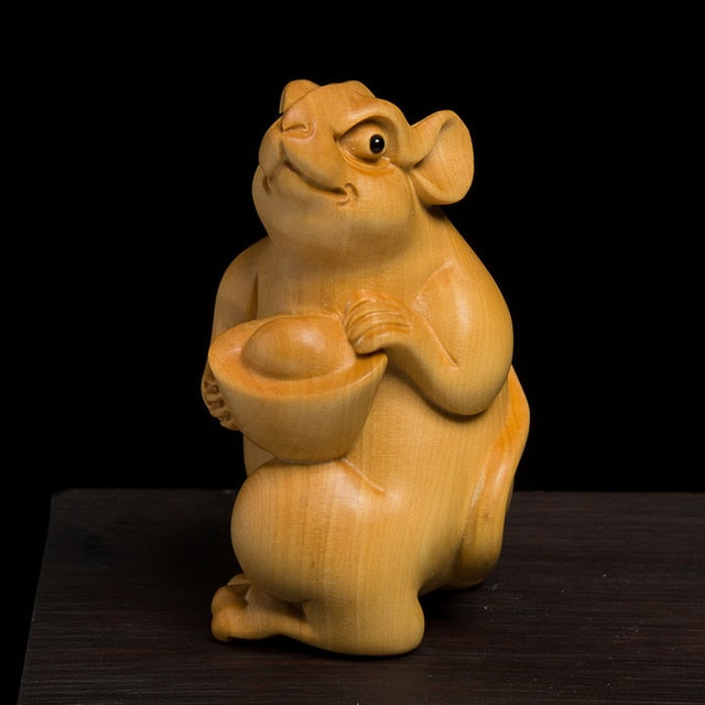 Hand Carved Chinese Zodiac Animal Wooden Figurine