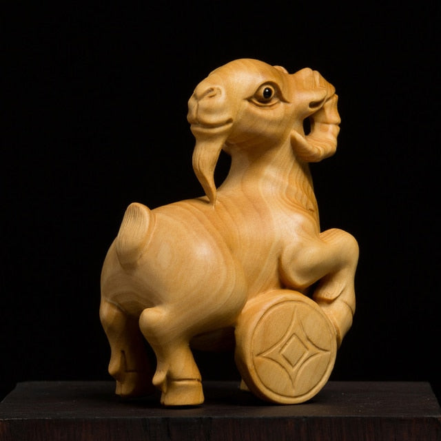 Hand Carved Chinese Zodiac Animal Wooden Figurine