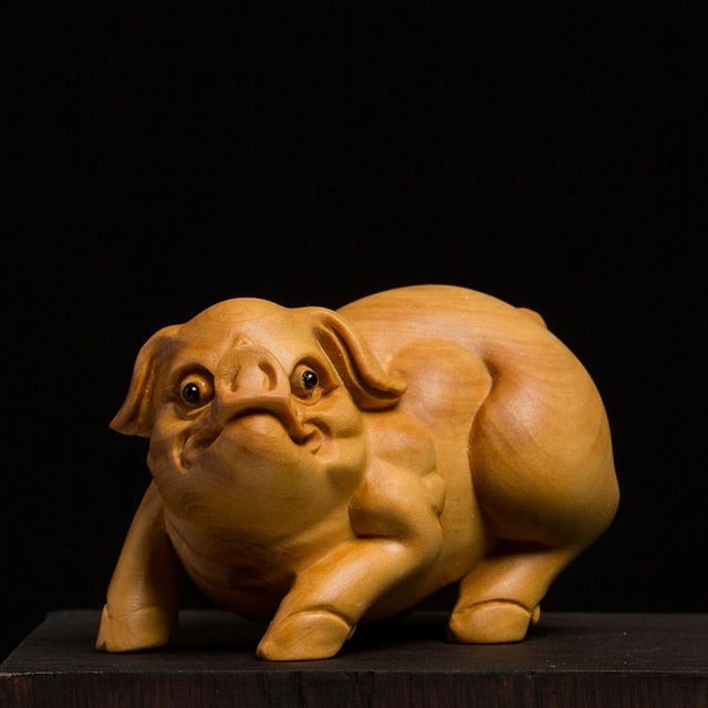 Hand Carved Chinese Zodiac Animal Wooden Figurine