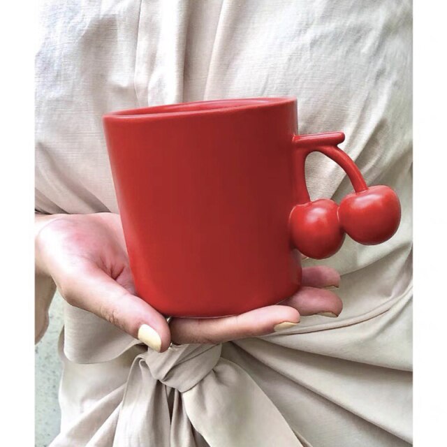Nordic Style Fruit Handle Coffee Mugs
