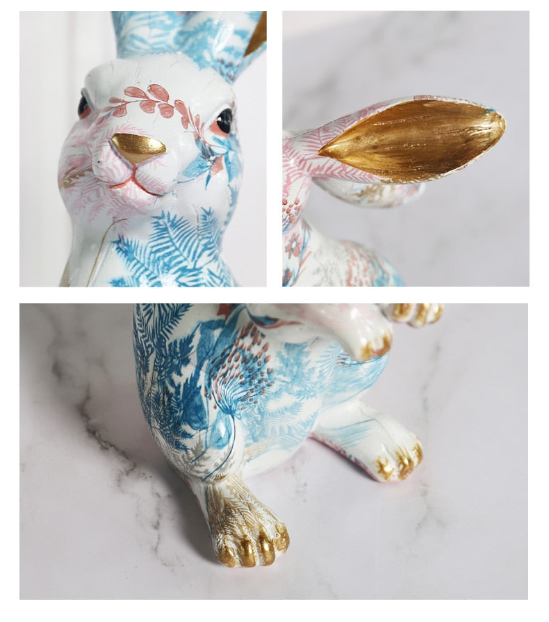 Dreamy Floral Painting Rabbit sculpture