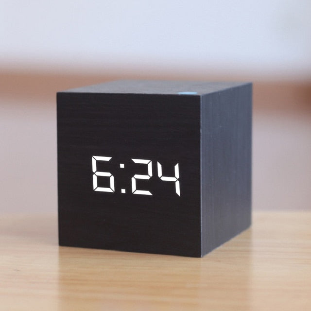 Square Digital Wooden LED Alarm Clock