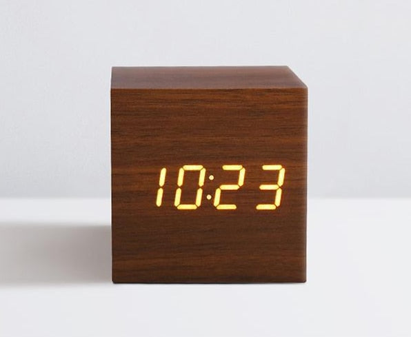 Square Digital Wooden LED Alarm Clock