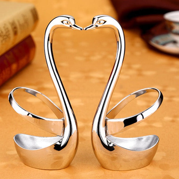 Elegant Swan Stainless Steel Spoon Fork Holder