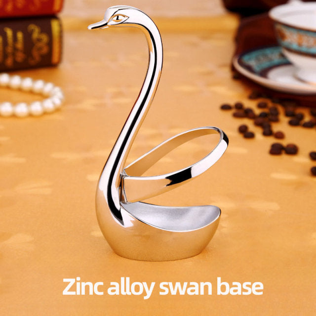 Elegant Swan Stainless Steel Spoon Fork Holder