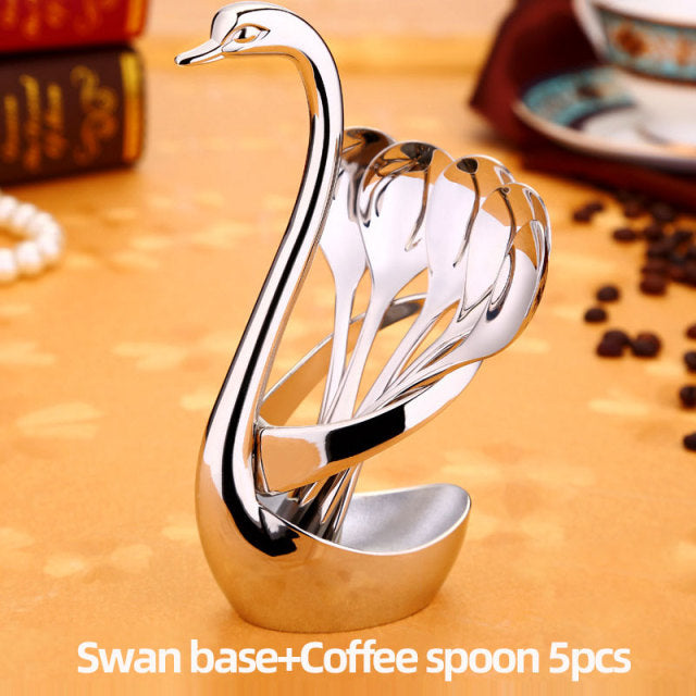 Elegant Swan Stainless Steel Spoon Fork Holder